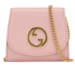 Gucci Mini Blondie Wallet With Chain, Leather, Pink, 1147, B/DB/S, 4*